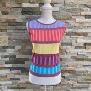 Harve Benard Vintage Y2K Sweater Vest Top Size XS Bold Colors Striped